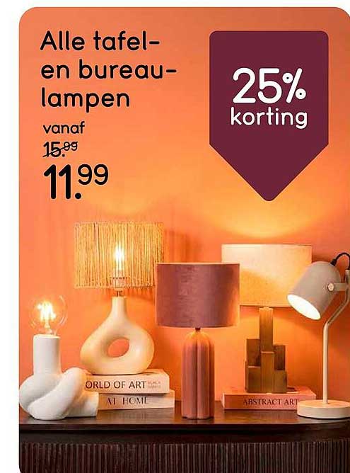 Alle tafel- en bureaulampen 25% korting