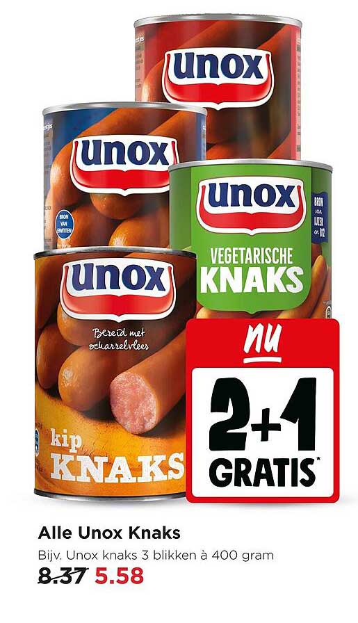 Alle Unox Knaks 2+1 GRATIS