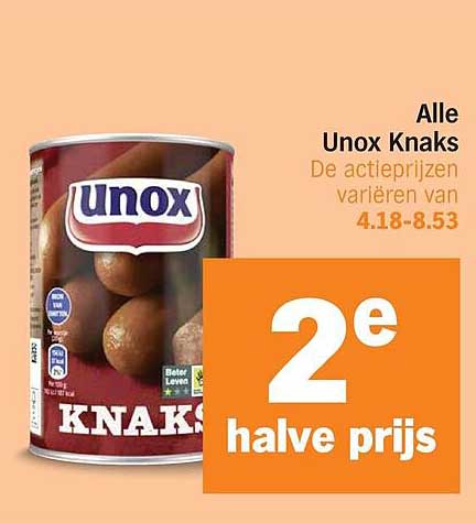 Alle Unox Knaks 2e halve prijs