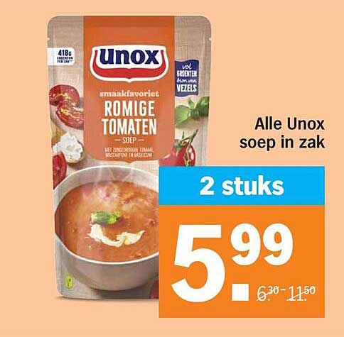 Alle Unox soep in zak