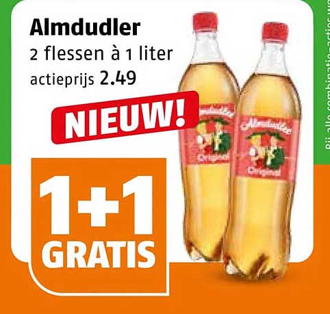 Almdudler 2 flessen à 1 liter actievrijs 2.49 1+1 GRATIS