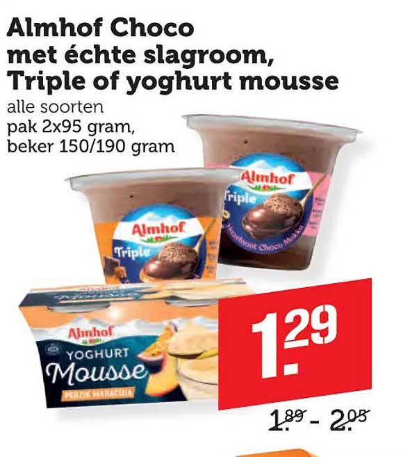 Almhof Choco met échte slagroom, Triple of yoghurt mousse