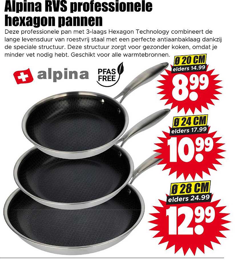 Alpina RVS professionele hexagon pannen