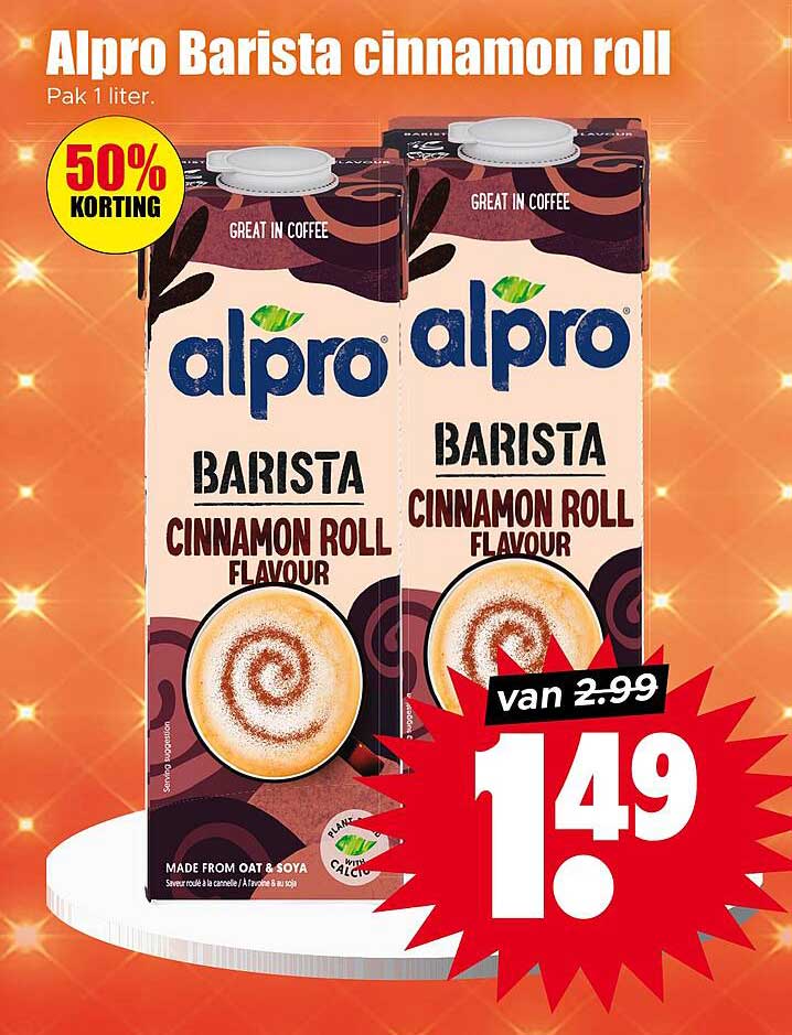 Alpro Barista cinnamon roll Pak 1 liter 50% KORTING