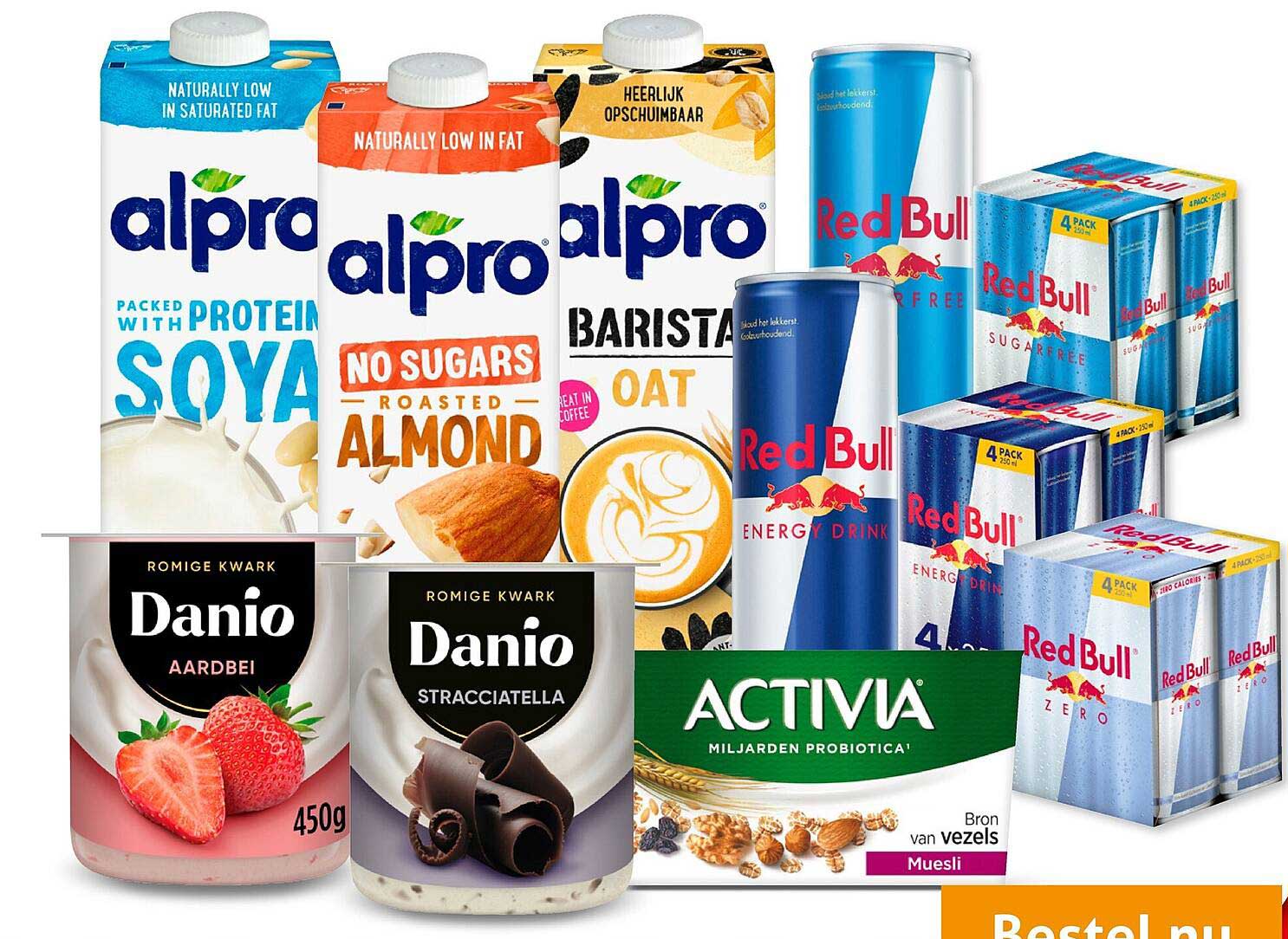 Alpro, Red Bull, Danio en Activia