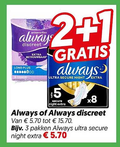 Always of Always discreet 2+1 GRATIS