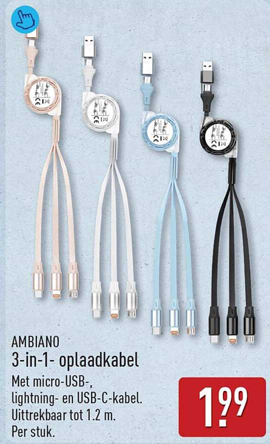 AMBIANO 3-in-1- oplaadkabel
