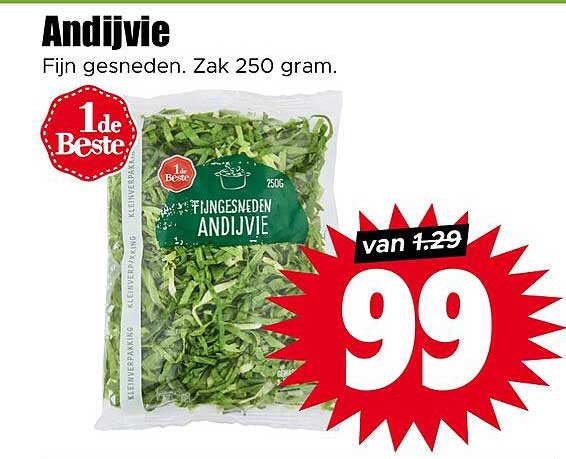 Andijvie Fijn gesneden. Zak 250 gram.