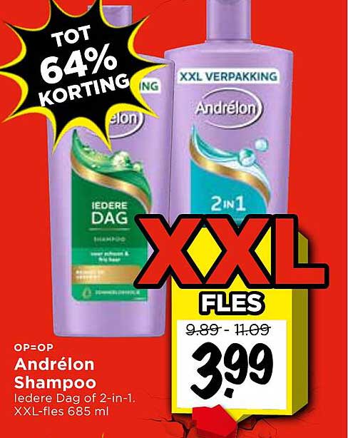 Andrélon Shampoo Iedere Dag of 2-in-1. XXL-fles 685 ml
