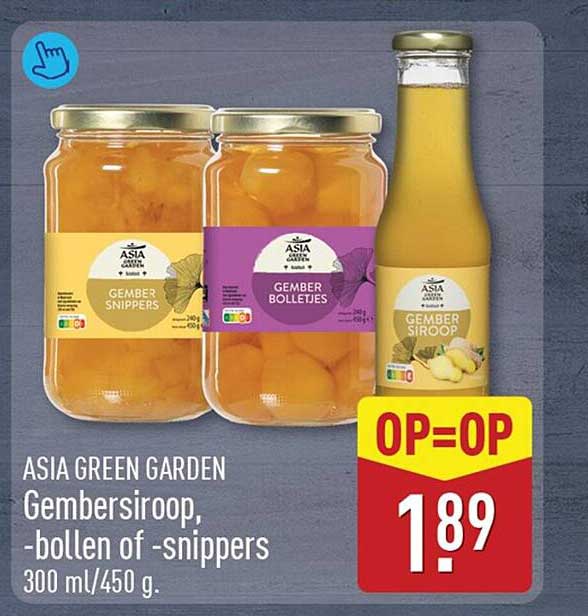 ASIA GREEN GARDEN Gembersiroop, -bollen of -snippers 300 ml/450 g OP=OP