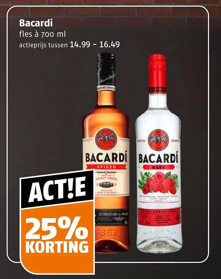 Bacardi fles à 700 ml ACT!E 25% KORTING
