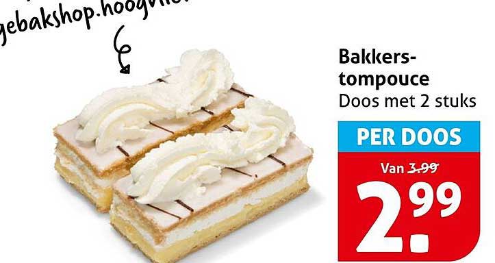 Bakkers-tompouce Doos met 2 stuks PER DOOS