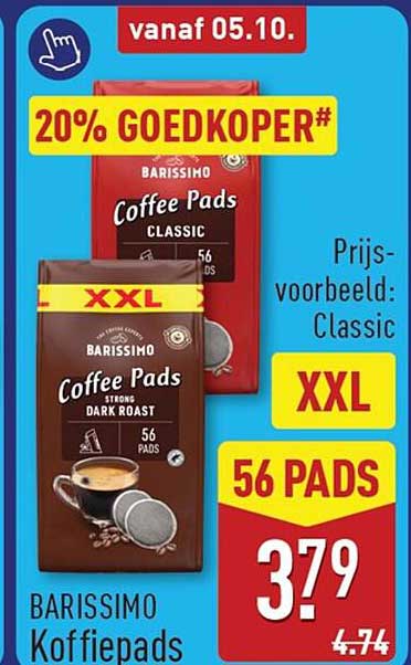 BARISSIMO Koffiepads 20% GOEDKOPER#