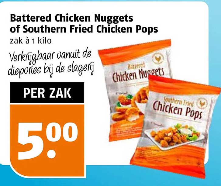 Battered Chicken Nuggets of Southern Fried Chicken Pops zak à 1 kilo