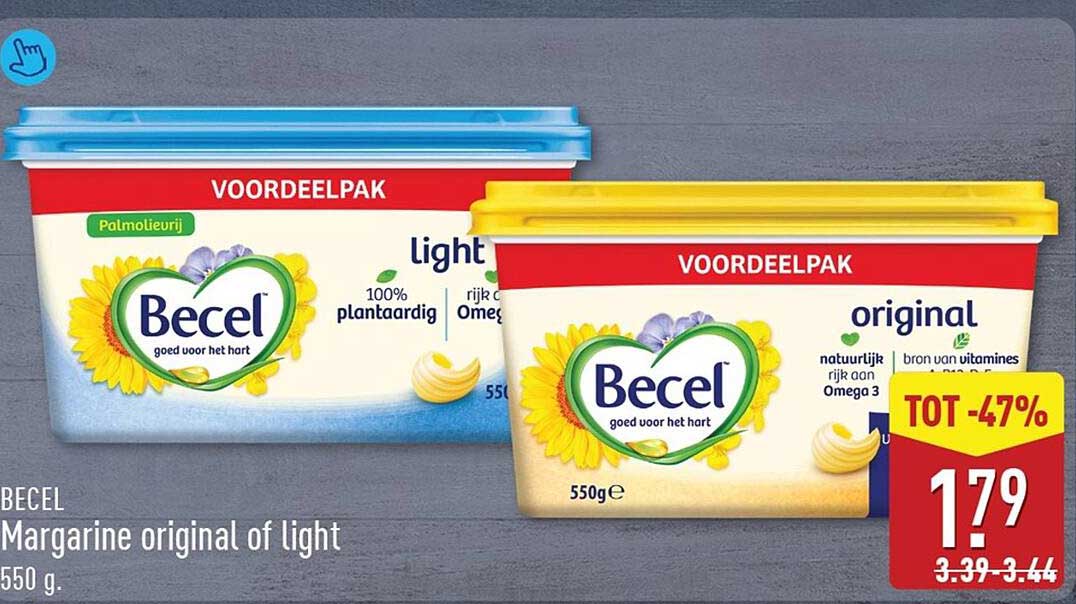Becel Margarine original of light 550 g. TOT -47%
