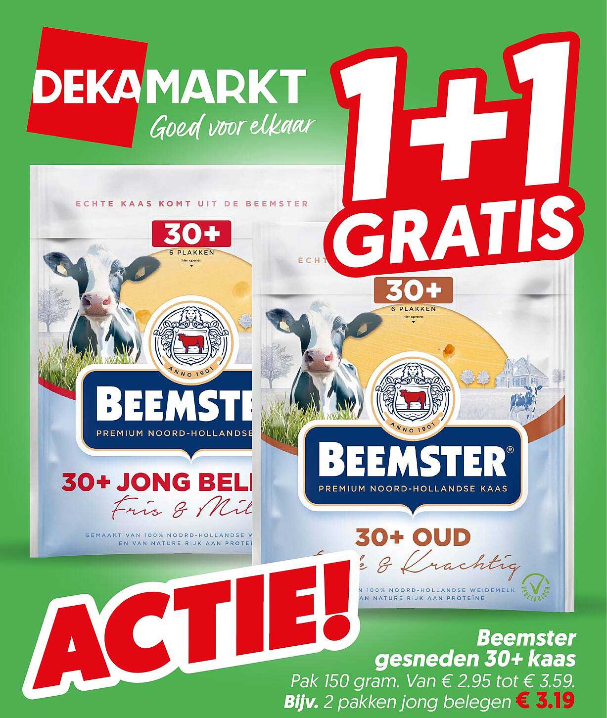 Beemster gesneden 30+ kaas 1+1 GRATIS