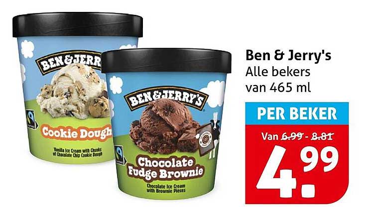 Ben & Jerry's Alle bekers van 465 ml PER BEKER