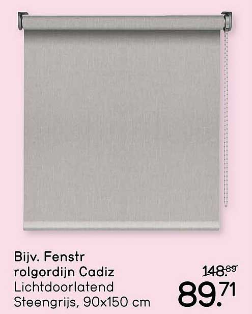 Bijv. Fenstr rolgordijn Cadiz Lichtdoorlatend Steengrijs, 90x150 cm