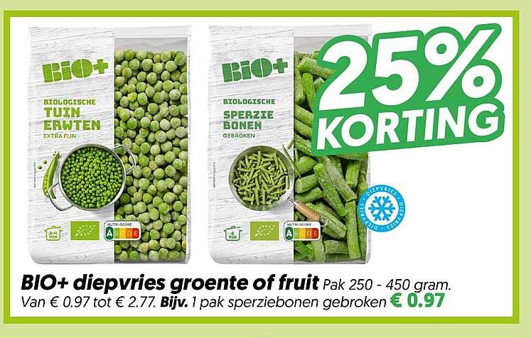 BIO+ diepvries groente of fruit