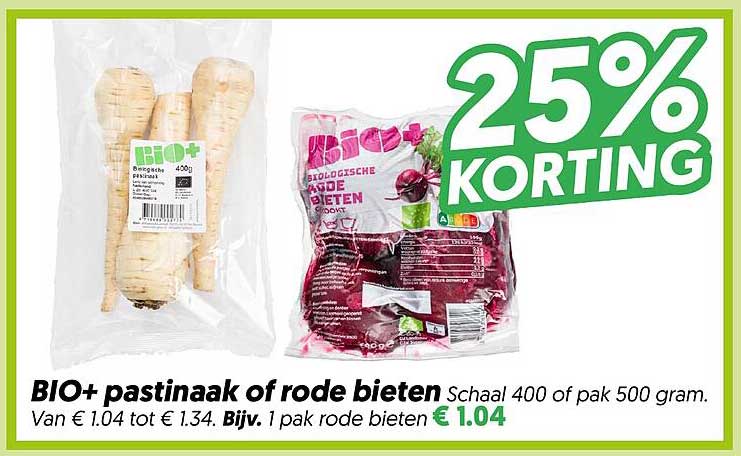 BIO+ pastinaak of rode bieten