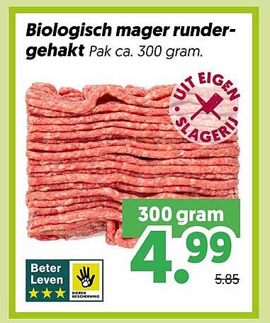Biologisch mager rundergehakt Pak ca. 300 gram.