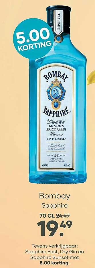 Bombay Sapphire 70 CL 5.00 korting