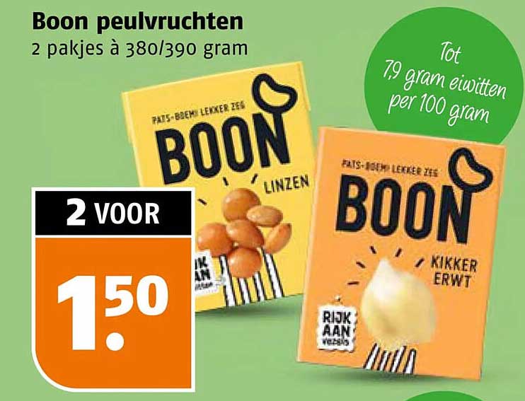 Boon peulvruchten 2 pakjes à 380/390 gram