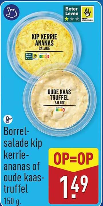 Borrel-salade kip kerrie-ananas of oude kaas-truffel OP=OP