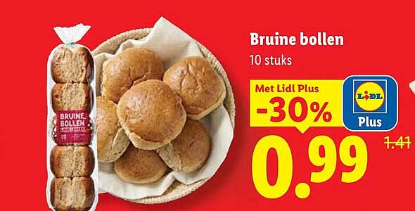 Bruine bollen 10 stuks Met Lidl Plus -30%