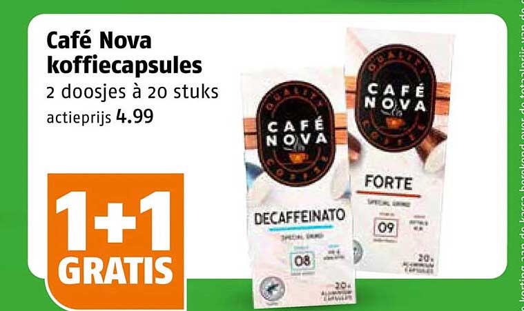 Café Nova koffiecapsules 2 doosjes à 20 stuks 1+1 GRATIS