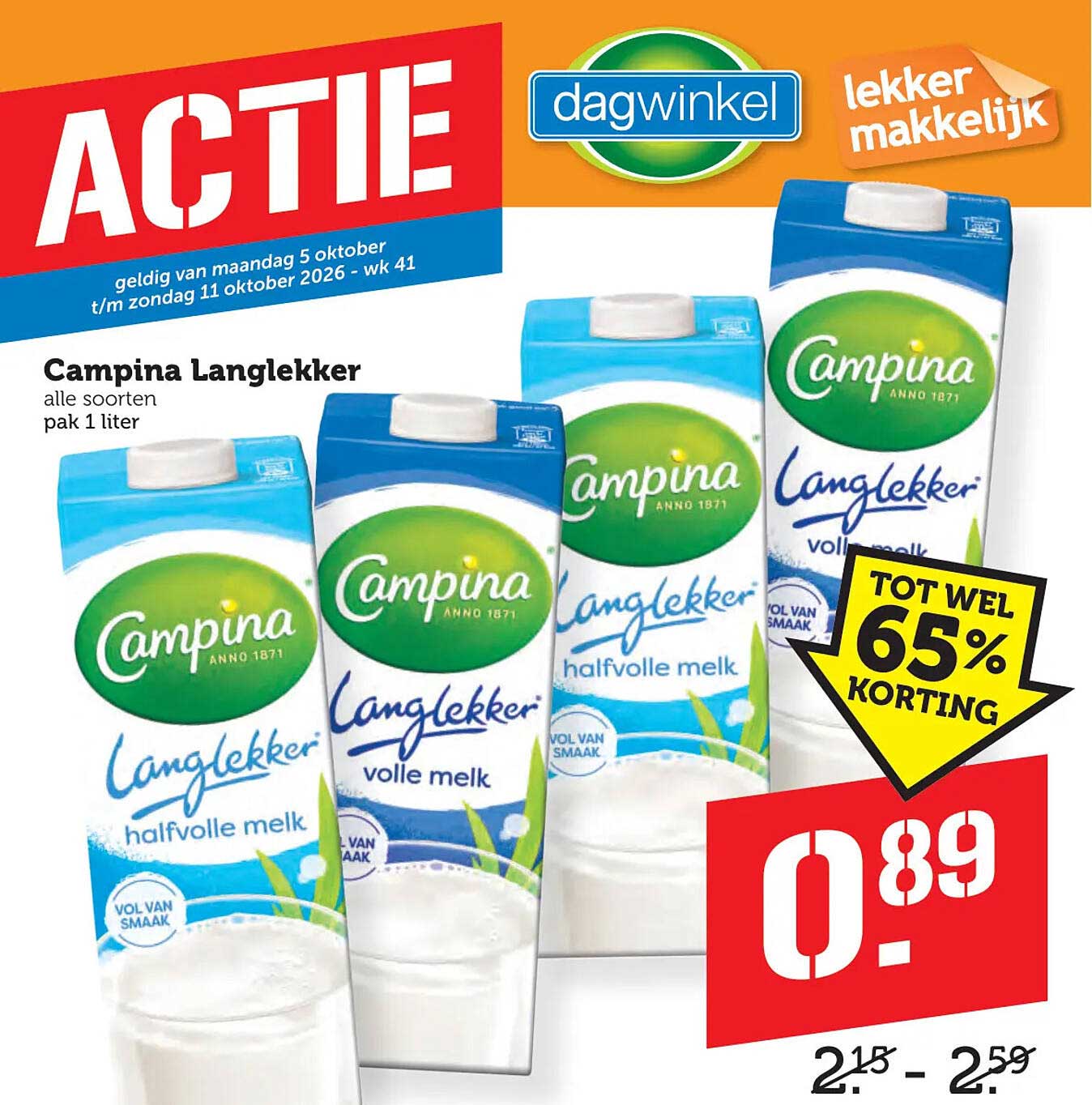 Campina Langlekker alle soorten pak 1 liter
