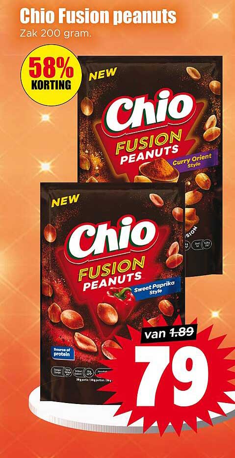 Chio Fusion peanuts Zak 200 gram 58% KORTING