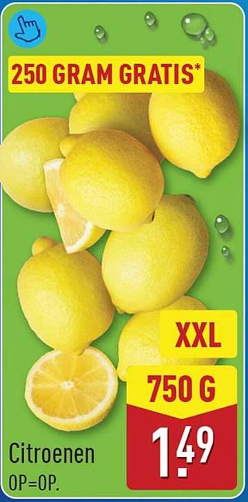Citroenen 250 gram gratis XXL 750 G
