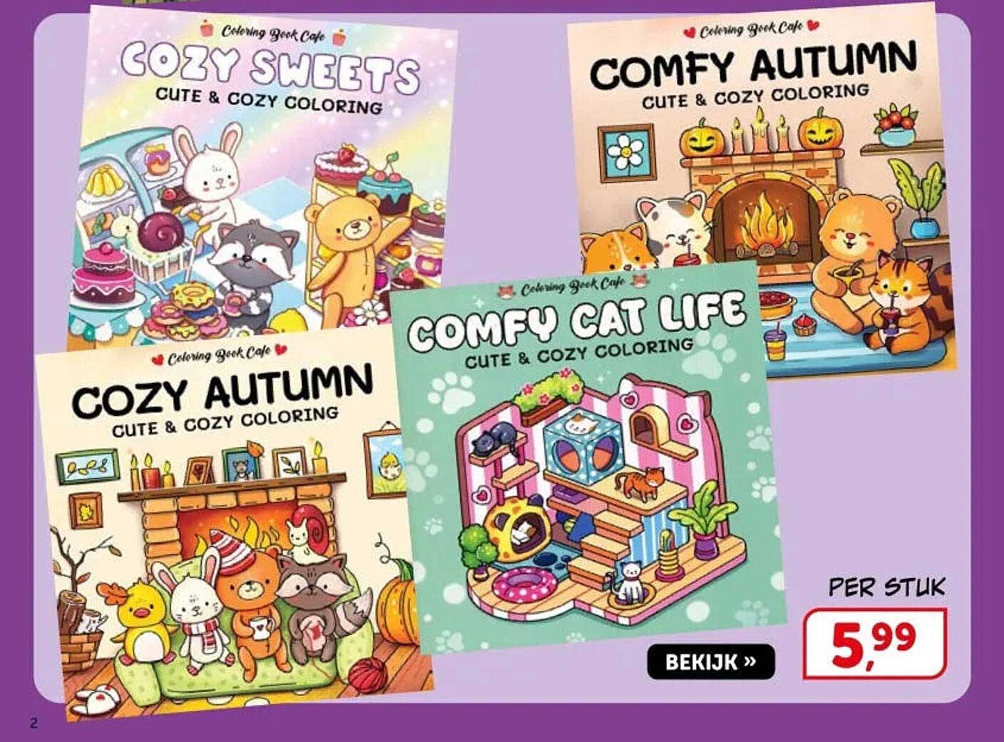 Coloring Book Cafe Cozy Sweets Cute & Cozy Coloring