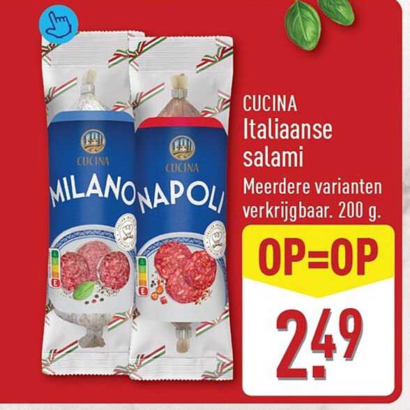 CUCINA Italiaanse salami Meerdere varianten verkrijgbaar. 200 g. OP=OP
