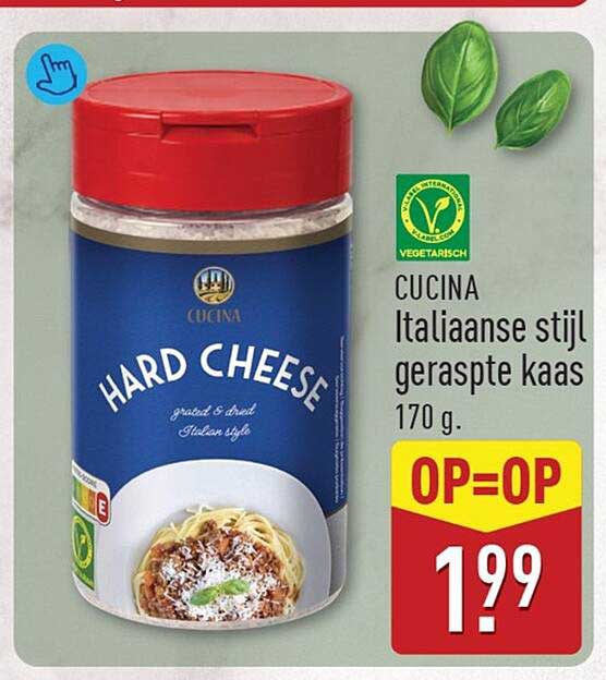CUCINA Italiaanse stijl geraspte kaas 170 g. OP=OP