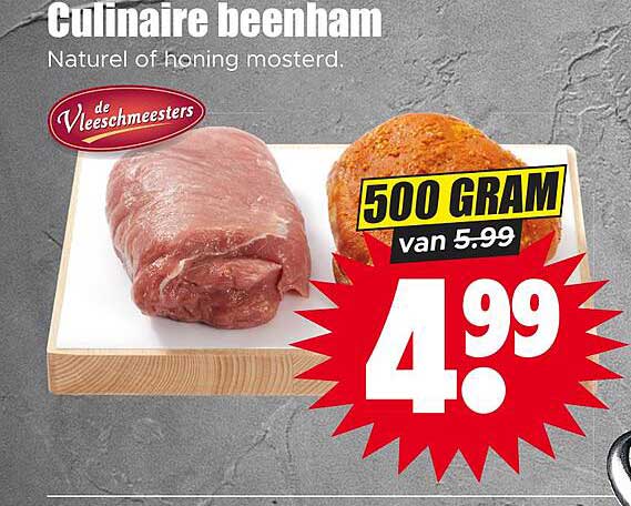 Culinaire beenham Naturel of honing mosterd. 500 GRAM