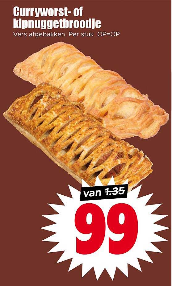 Curryworst- of kipnuggetbroodje
