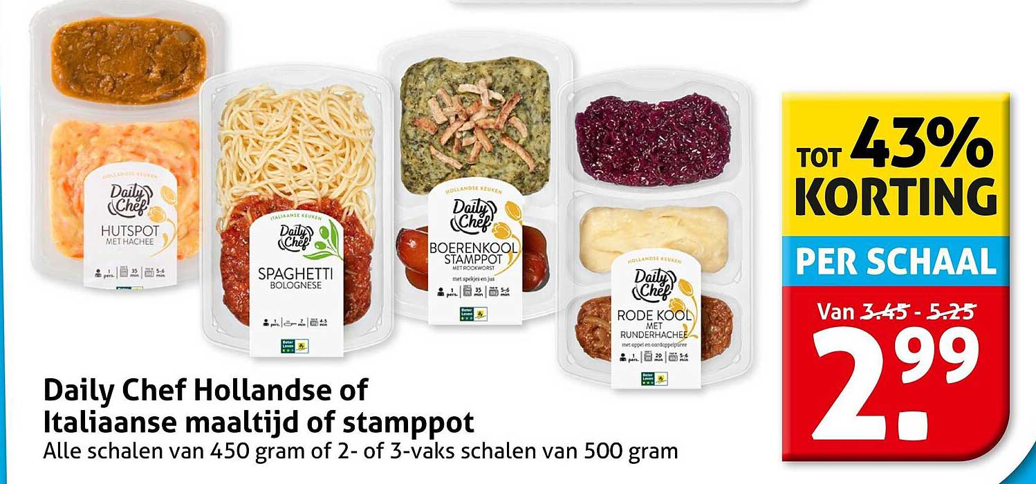Daily Chef Hollandse of Italiaanse maaltijd of stamppot