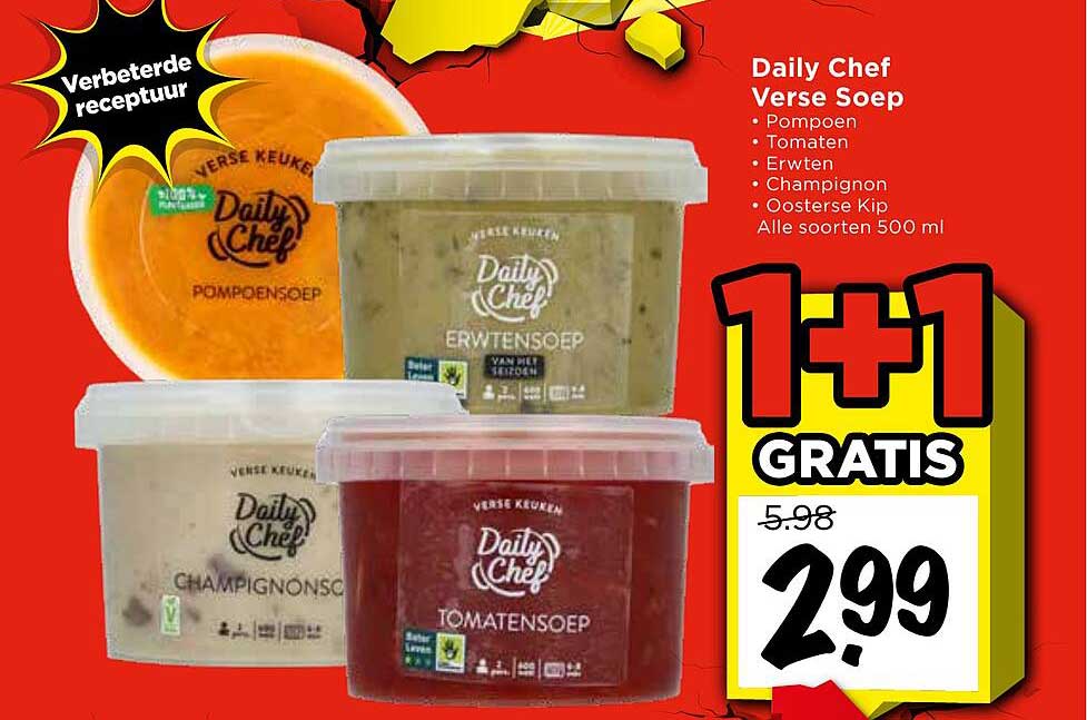 Daily Chef Verse Soep 1+1 gratis