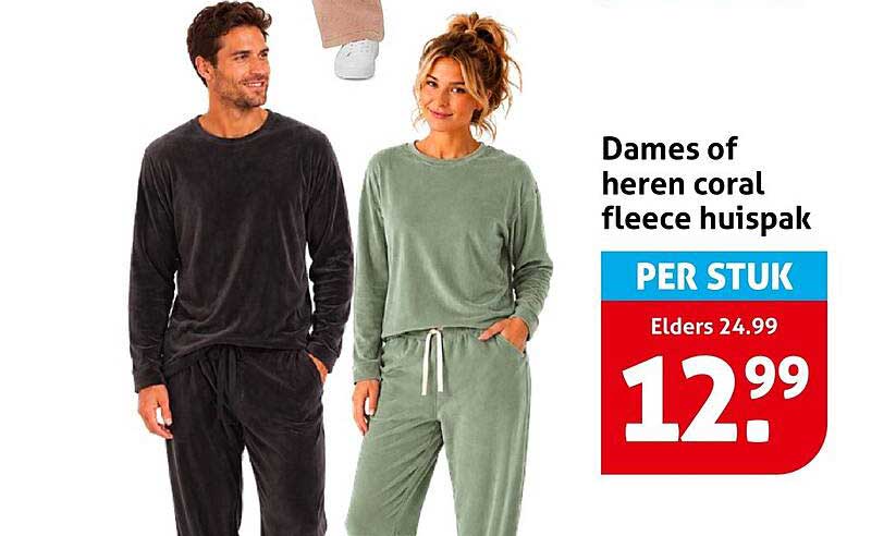 Dames of heren coral fleece huispak PER STUK