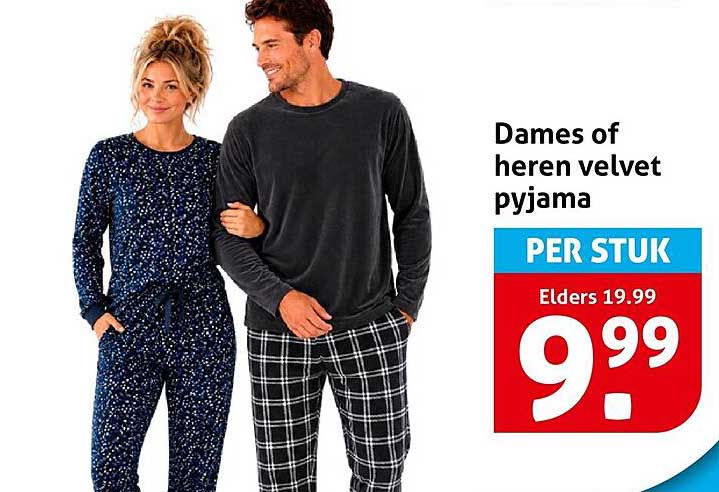Dames of heren velvet pyjama