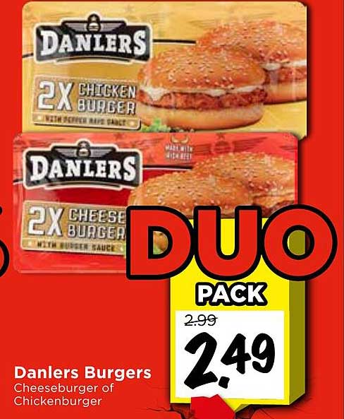 Danlers Burgers Cheeseburger of Chickenburger DUO PACK