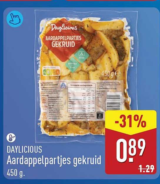 DAYLICIOUS Aardappelpartjes gekruid 450 g -31%