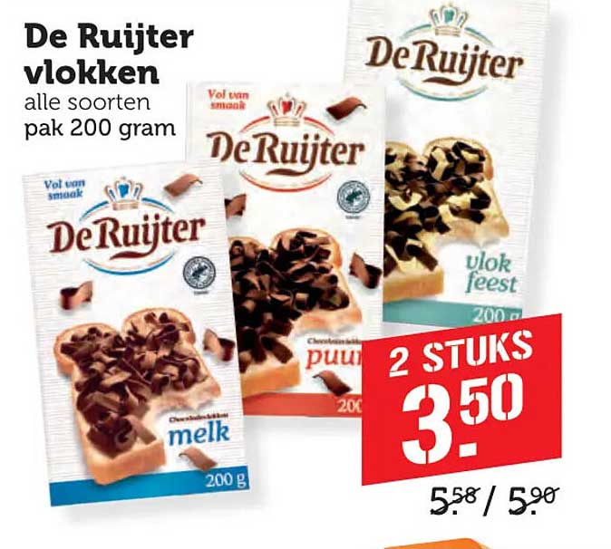 De Ruijter vlokken alle soorten pak 200 gram 2 stuks 3,50
