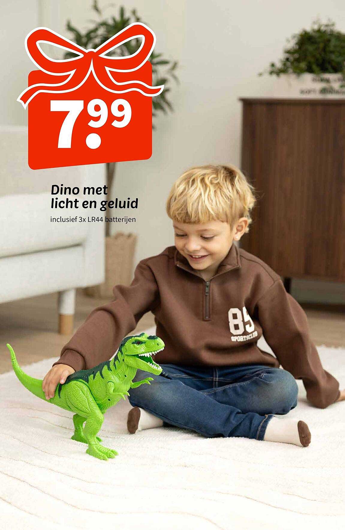 Dino met licht en geluid inclusief 3x LR44 batterijen