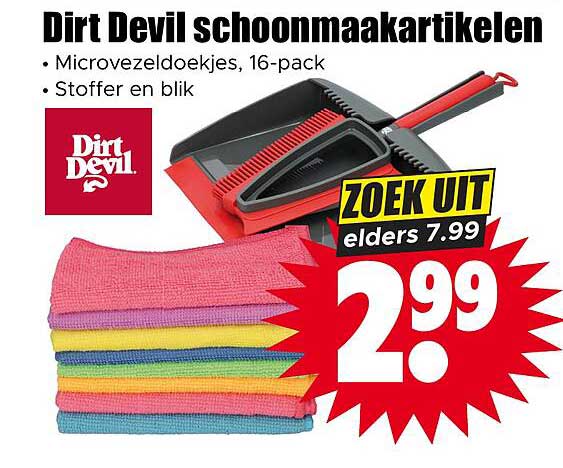 Dirt Devil schoonmaakartikelen - Microvezeldoekjes, 16-pack - Stoffer en blik