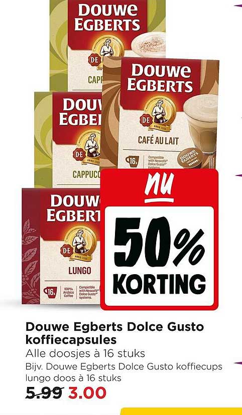 Douwe Egberts Dolce Gusto koffiecapsules 50% korting