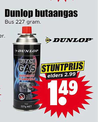 Dunlop butaangas Bus 227 gram. STUNTPRIJS elders 2.99