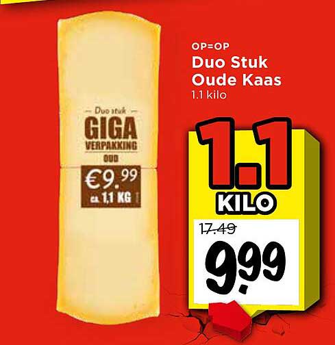 Duo Stuk Oude Kaas 1.1 kilo 1.1 KILO